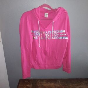 pink by victorias secret zip up hoodie